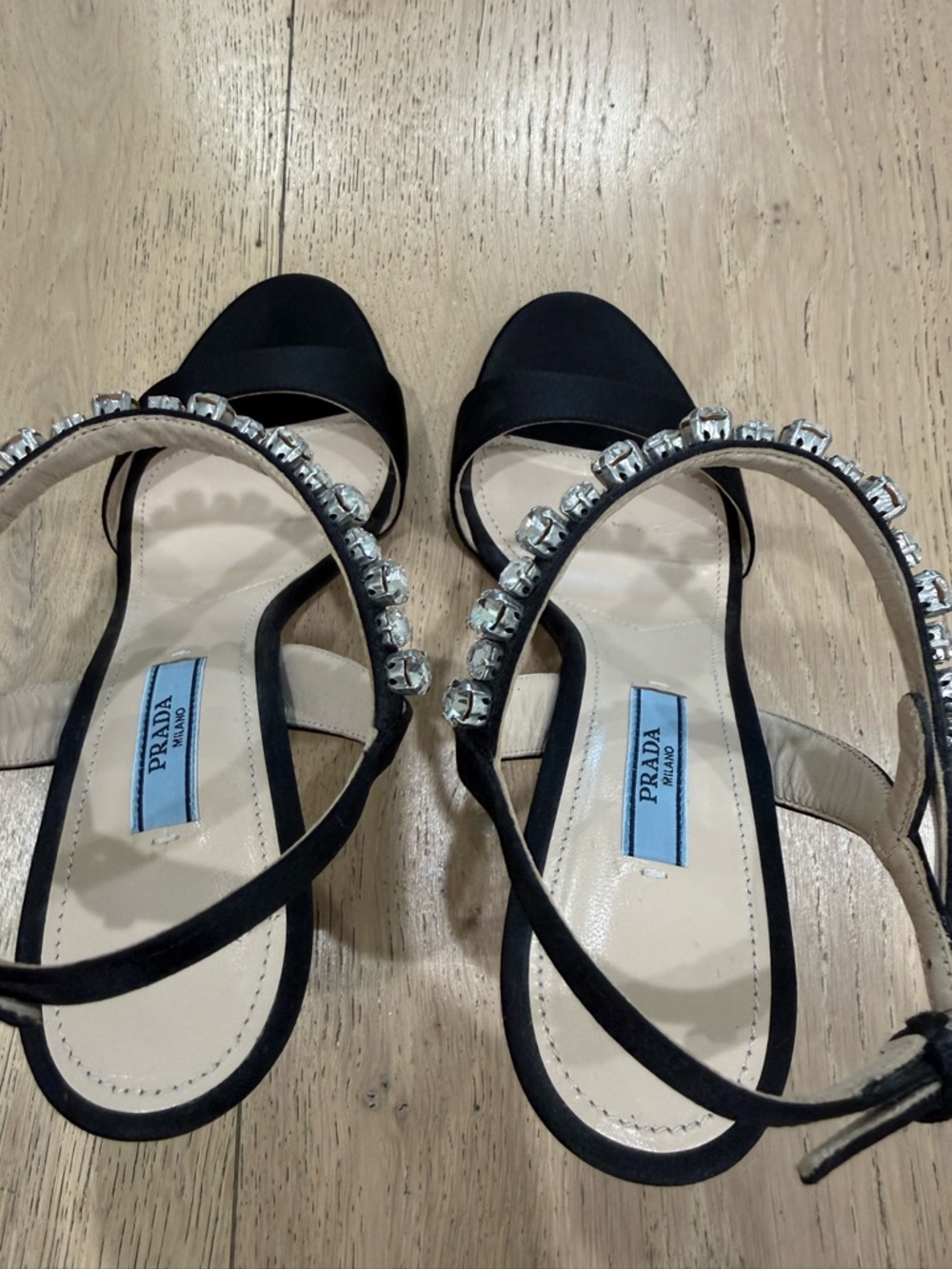 Prada Black Crystal-Embellished Slingback Heels - Picture 5 of 6